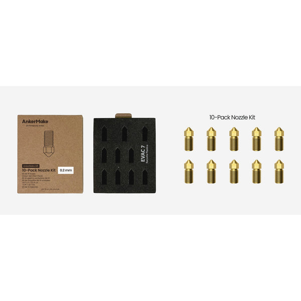 AnkerMake M5 messing dyse sæt 0,2mm - 10 stykker