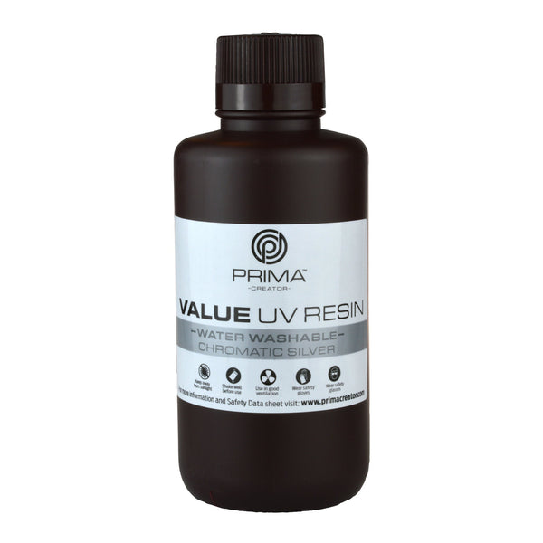 PrimaCreator Value vandopløseligt UV-harpiks - 500 ml - Kromatisk sølv