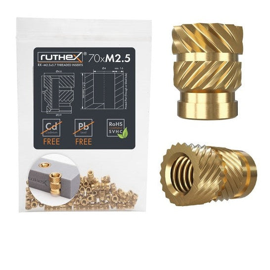 Ruthex M2.5 gevindindsatser – RX-M2.5x5.7 (70 stykker)