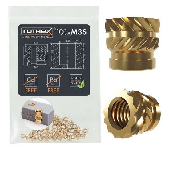 Ruthex M3 gevindindsatser korte – RX-M3Sx4.0 (100 stykker)