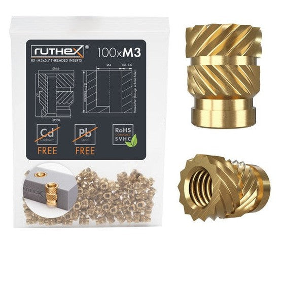 Ruthex M3 gevindindsatser RX-M3x5.7 – 100 stykker