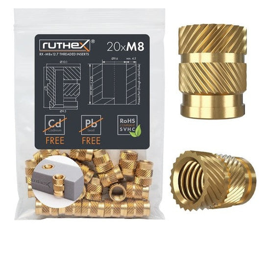 Ruthex M8 gevindindsatser – RX-M8x12.7 (20 stykker)